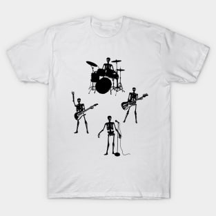 Skeleton Band - Music Tee (Guitar, Bass, Drums, Vocals) Gifts For Musicians T-Shirt